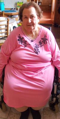 Very old granny in pink
