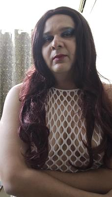 shemale monica m in white fishnets set 