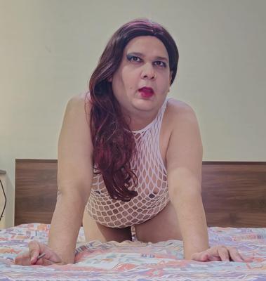 shemale monica m in white fishnets set 