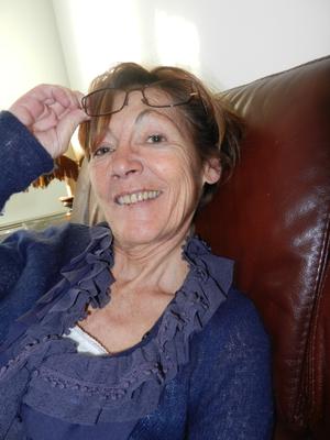 Smiling skinny granny Annie in living room HD
