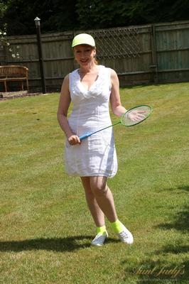AuntJudys Outdoors on Badminton Day with Red