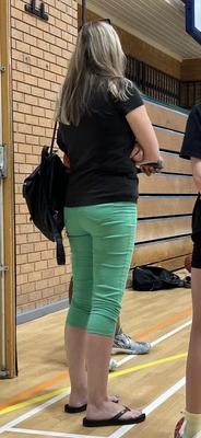 Sexy MILF bum in tight trousers
