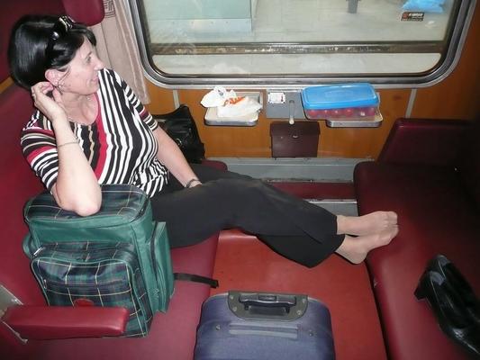 feet of a strange lady on the train